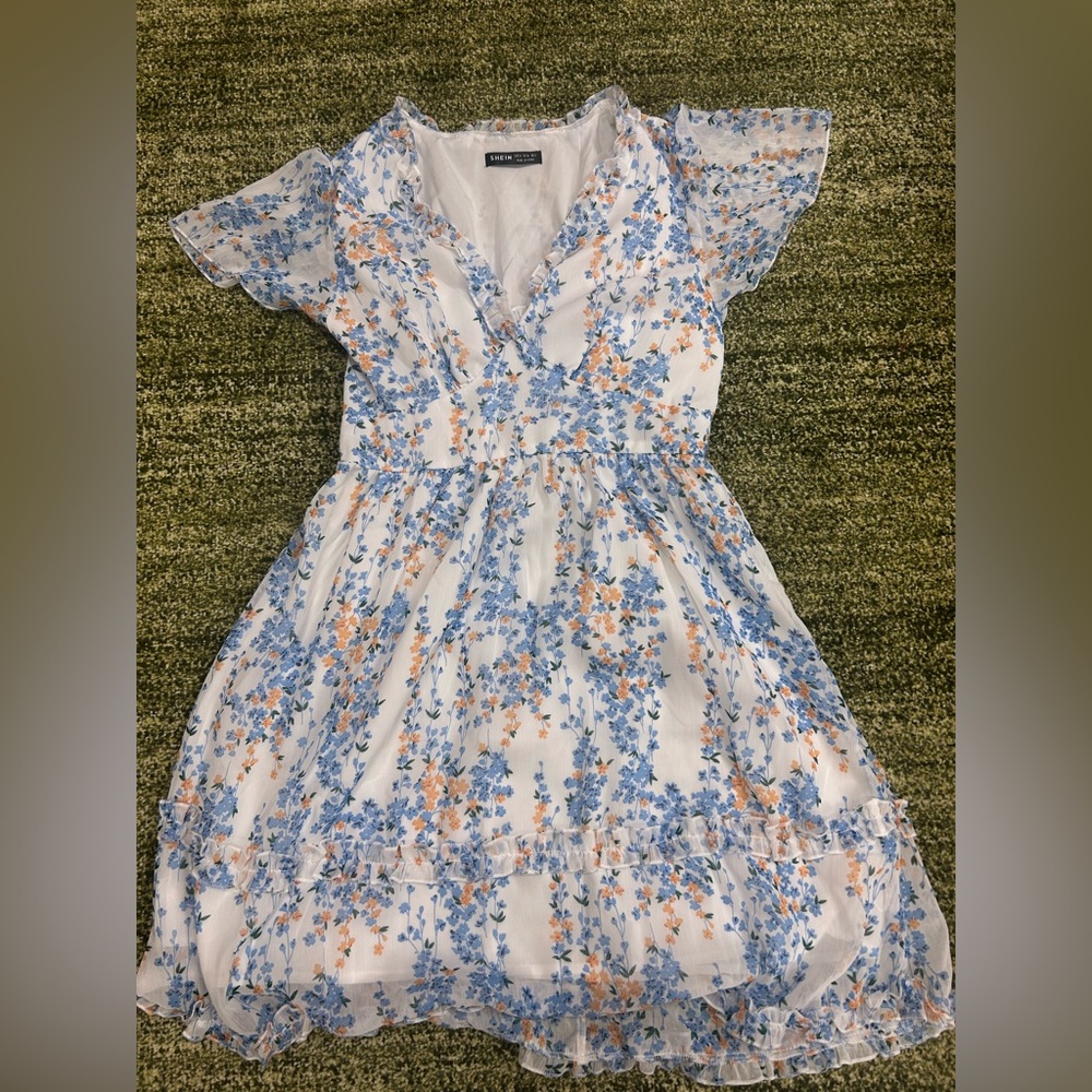 Ditsy Floral Print Lettuce Trim dress - Picture 4 of 7
